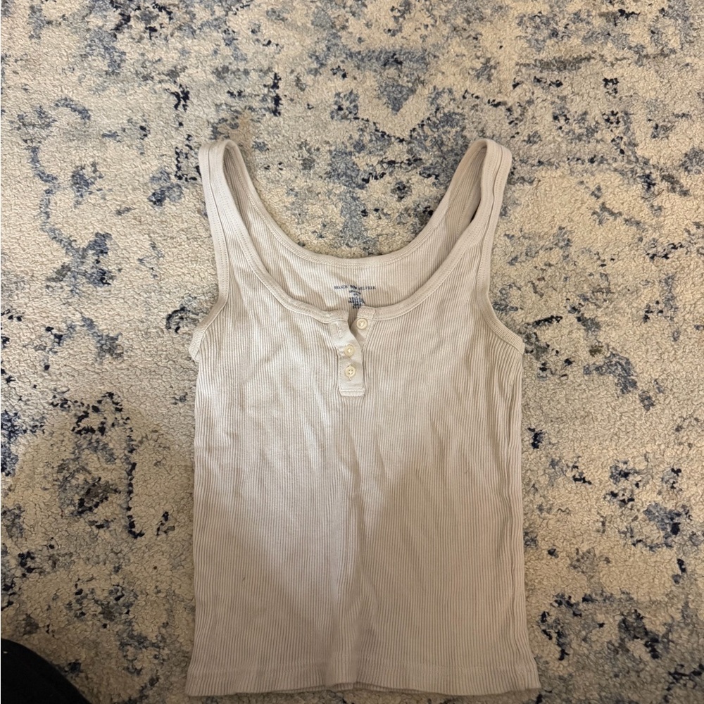 Brandy Melville Off-White Ribbed Tank Top